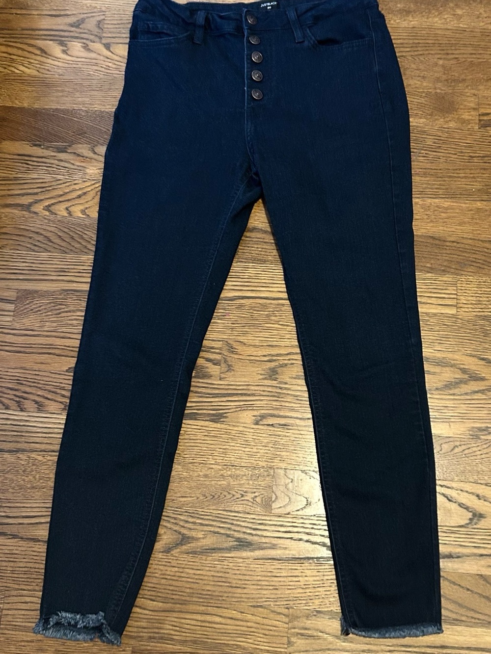 Just Black Navy Button-Fly Skinny Jeans